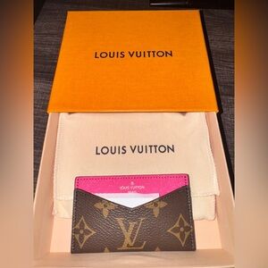 Louis Vuitton Monogram Card Holder with Pink Accent